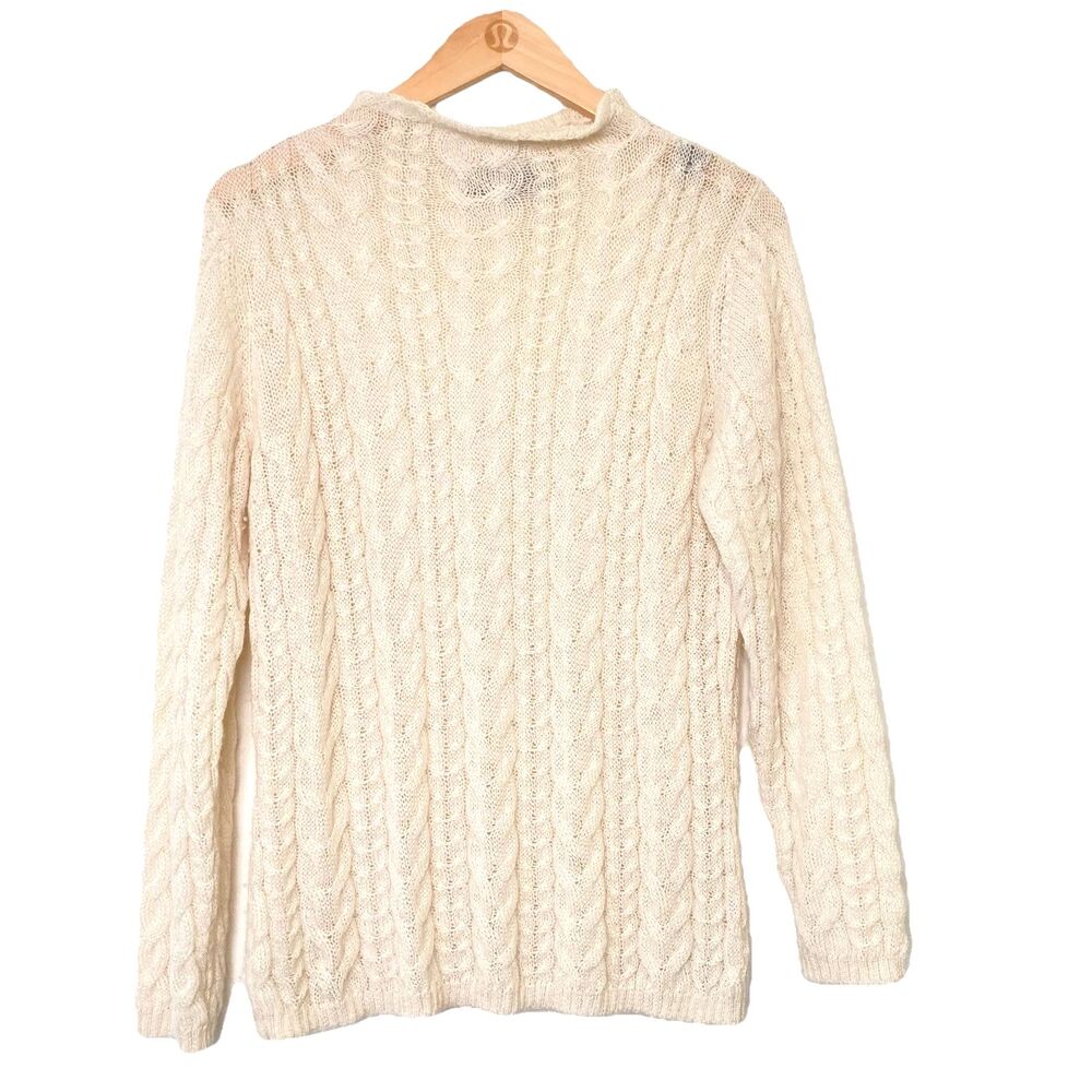 L’ Alpaca By Balbianello Alpaca Cable Knit Sweater Womens Sweater Mock Neck